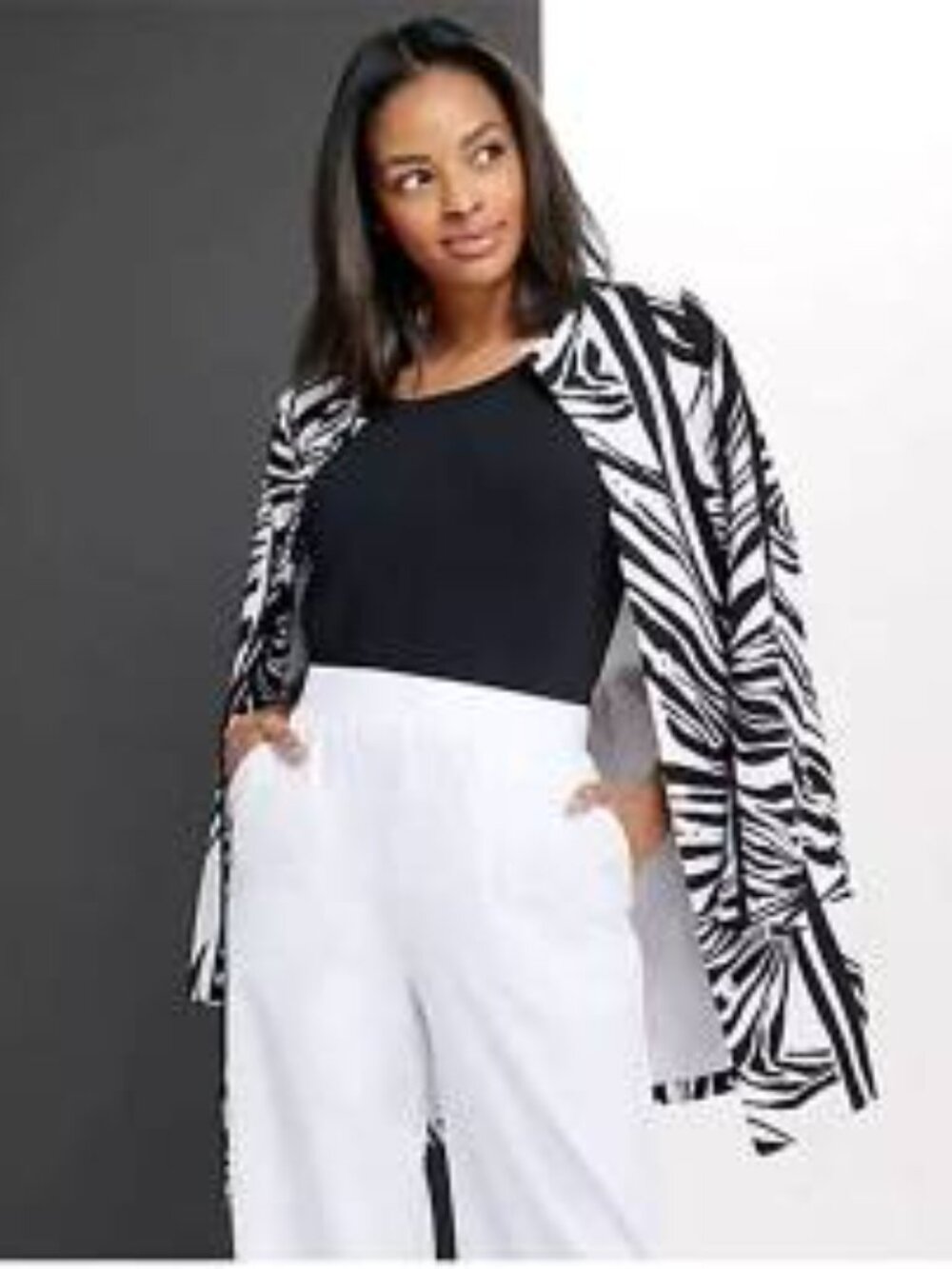 dennis basso Diamond-printed Topper Black & White Women's Blazer Jacket